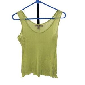 Free People Size L Lime Green Ribbed Tank Lettuce Hem‎